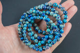 Royal Blue Aquaterra Jasper Bracelet Round Size 6mm and 8mm - Handmade In USA - Natural Gemstone Crystal Bracelets - approx. 7"