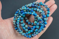 Royal Blue Aquaterra Jasper Bracelet Round Size 6mm and 8mm - Handmade In USA - Natural Gemstone Crystal Bracelets - approx. 7"