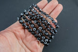 Black Evil Eye Bracelet Round Size 6mm and 8mm - Handmade In USA - Natural Gemstone Crystal Bracelets - approx. 7" Crystal Bracelet