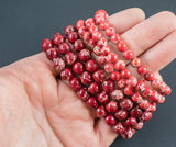 Red Aqua Terra Jasper Bracelet Round Size 6mm and 8mm - Handmade In USA - Natural Gemstone Crystal Bracelets - Handmade Jewelry - approx. 7"