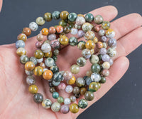 Natural Ocean Jasper Round Size 6mm and 8mm- Handmade In USA- approx. 7" Bracelet Crystal Bracelet