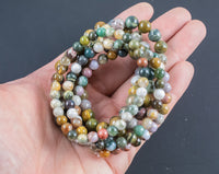 Natural Ocean Jasper Round Size 6mm and 8mm- Handmade In USA- approx. 7" Bracelet Crystal Bracelet