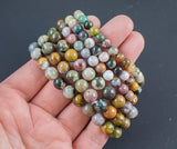 Natural Ocean Jasper Round Size 6mm and 8mm- Handmade In USA- approx. 7" Bracelet Crystal Bracelet