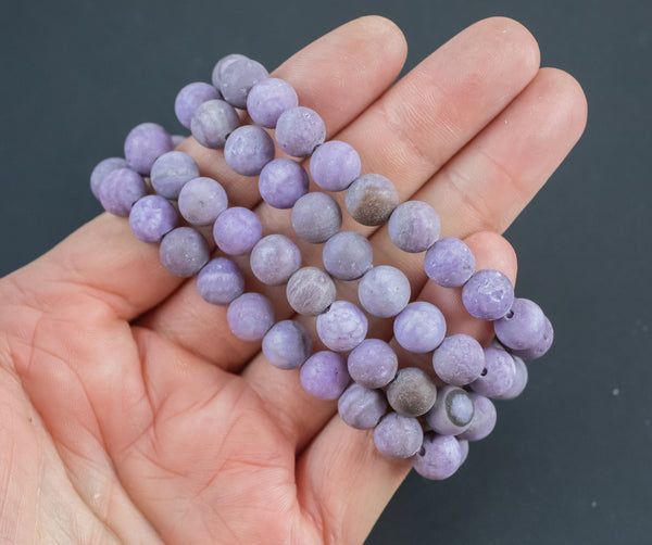 Purple Fossil Coral Bracelet Round Size 6mm and 8mm- Handmade In USA Natural Gemstone Crystal Bracelets - Handmade Jewelry - approx. 7"