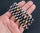 Tibetan Agate Mutlicolor Striped Bracelet Round Size 6mm and 8mm- Handmade In USA Natural Gemstone Bracelets - Handmade Jewelry - approx. 7"