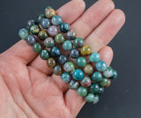 Fancy Indian Agate Bracelet Round Size 6mm and 8mm - Handmade In USA Natural Gemstone Crystal Bracelets - Handmade Jewelry - approx. 7"