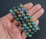 Fancy Indian Agate Bracelet Round Size 6mm and 8mm - Handmade In USA Natural Gemstone Crystal Bracelets - Handmade Jewelry - approx. 7"