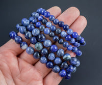 Blue Dumortierite Bracelet Round Size 6mm and 8mm Handmade In USA Natural Gemstone Crystal Bracelets - Handmade Jewelry - approx. 7"