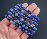 Blue Dumortierite Bracelet Round Size 6mm and 8mm Handmade In USA Natural Gemstone Crystal Bracelets - Handmade Jewelry - approx. 7"