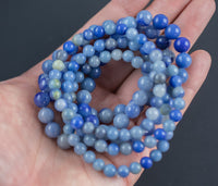Blue Aventurine Bracelet Round Size 6mm and 8mm Handmade In USA Natural Gemstone Crystal Bracelets - Handmade Jewelry - approx. 7"