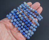 Blue Aventurine Bracelet Round Size 6mm and 8mm Handmade In USA Natural Gemstone Crystal Bracelets - Handmade Jewelry - approx. 7"