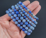 Blue Aventurine Bracelet Round Size 6mm and 8mm Handmade In USA Natural Gemstone Crystal Bracelets - Handmade Jewelry - approx. 7"