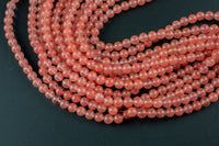 Natural Cherry Quartz, High Quality in Smooth Round-6mm, 8mm, 10mm, 12mm- Wholesale Bulk or Single Strand! Gemstone Beads