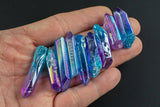 Aqua Aura Quartz Crystal Point (~1" - 1.5") - Bi Color Aqua Aura Quartz Point - Quartz Stone- Healing Crystals & Stones- Raw Shard Quartz