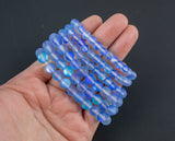 Blue Mystic Aura Quartz Bracelet Round Size 6mm and 8mm- Handmade In USA Natural Gemstone Crystal Bracelets - Handmade Jewelry - approx. 7"