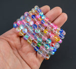 Multicolor Mix Mystic Aura Quartz Bracelet Round Size 6mm and 8mm Handmade In USA Natural Gemstone Bracelets - Handmade Jewelry - approx. 7"