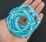 Light Blue Mystic Aura Quartz Bracelet Round Size 6mm and 8mm Handmade In USA Natural Gemstone Bracelets Handmade Jewelry - approx. 7"