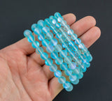 Light Blue Mystic Aura Quartz Bracelet Round Size 6mm and 8mm Handmade In USA Natural Gemstone Bracelets Handmade Jewelry - approx. 7"