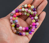 Multicolor Jade Bracelet Round Size 6mm and 8mm Handmade In USA Natural Gemstone Crystal Bracelets Handmade Jewelry - approx. 7"