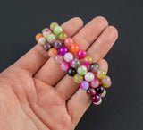Multicolor Jade Bracelet Round Size 6mm and 8mm Handmade In USA Natural Gemstone Crystal Bracelets Handmade Jewelry - approx. 7"