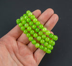 Lime Green Jade Bracelet Round Size 6mm and 8mm Handmade In USA Natural Gemstone Crystal Bracelets Handmade Jewelry - approx. 7"