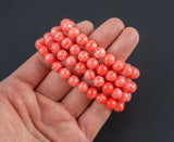 Reconstituted Rhodochrosite Bracelet Round Size 6mm and 8mm Handmade In USA Natural Gemstone Crystal Bracelets Handmade Jewelry - approx. 7"