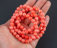 Reconstituted Rhodochrosite Bracelet Round Size 6mm and 8mm Handmade In USA Natural Gemstone Crystal Bracelets Handmade Jewelry - approx. 7"