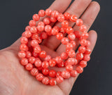 Reconstituted Rhodochrosite Bracelet Round Size 6mm and 8mm Handmade In USA Natural Gemstone Crystal Bracelets Handmade Jewelry - approx. 7"