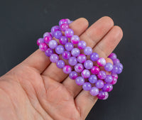 Lavender Purple Jade Bracelet Round Size 6mm and 8mm Handmade In USA Natural Gemstone Crystal Bracelets Handmade Jewelry - approx. 7"