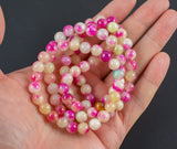 Light Bubblegum Pink Jade Bracelet Round Size 6mm and 8mm Handmade In USA Natural Gemstone Crystal Bracelets Handmade Jewelry - approx. 7"