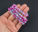 Light Fuchsia Jade Bracelet Round Size 6mm and 8mm Handmade In USA Natural Gemstone Crystal Bracelets Handmade Jewelry - approx. 7"