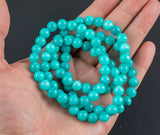 Turquoise Jade Bracelet Round Size 6mm and 8mm Handmade In USA Natural Gemstone Crystal Bracelets Handmade Jewelry - approx. 7"