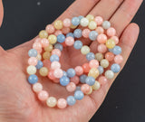 Morganite Jade Bracelet Round Size 6mm and 8mm Handmade In USA Natural Gemstone Crystal Bracelets Handmade Jewelry - approx. 7"