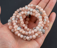 Nude Peach Jasper Bracelet Round Size 6mm and 8mm Handmade In USA Natural Gemstone Crystal Bracelets Handmade Jewelry - approx. 7"