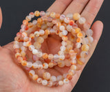 Matte Montana Carnelian Bracelet Round Size 6mm and 8mm Handmade In USA - Natural Gemstone Crystal Bracelets Handmade Jewelry - approx. 7"