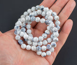 White Fire Agate Bracelet Round Size 6mm and 8mm Handmade In USA - Natural Gemstone Crystal Bracelets Handmade Jewelry - approx. 7"