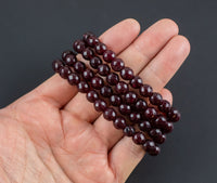 Red Garnet Bracelet Faceted Round Size 6mm 7mm 8mm 9mm Handmade In USA Natural Gemstone Crystal Bracelets Handmade Jewelry - approx. 7"