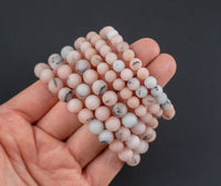Peach Nude Jasper Bracelet Round Size 6mm and 8mm Handmade In USA - Natural Gemstone Crystal Bracelets Handmade Jewelry - approx. 7"