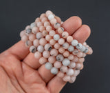 Peach Nude Jasper Bracelet Round Size 6mm and 8mm Handmade In USA - Natural Gemstone Crystal Bracelets Handmade Jewelry - approx. 7"