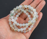 Moss Agate Bracelet Round Size 6mm and 8mm Handmade In USA - Natural Gemstone Crystal Bracelets Handmade Jewelry - approx. 7"