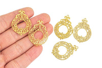 Brass earrings-Earring copper accessories-Brass earring charms-Earring connector-Brass jewelry- Weave shape earrings- 25x36mm- ss01