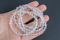 Quartz Rock Crystal Bracelet Round Size 6mm and 8mm - Handmade In USA Natural Gemstone Crystal Bracelets - Handmade Jewelry - approx. 7"
