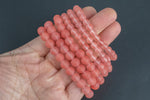 Cherry Quartz Matte Round Size 6mm and 8mm- Handmade In USA- approx. 7" Bracelet Crystal Bracelet