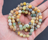 Natural Flower Jade Matte Round Size 6mm and 8mm- Handmade In USA- approx. 7" Bracelet Crystal Bracelet