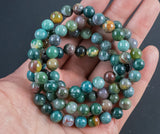 Natural Tibetian Jade Jasper Round Size 6mm and 8mm- Handmade In USA- approx. 7" Bracelet Crystal Bracelet