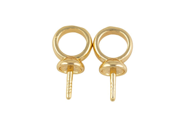 Glue in Bail- perfect for pearls and half drilled beads- bail size- 5.5mm large bail- 18kt