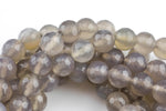 Natural Gray Agate, High Quality in Faceted Round, 4mm, 6mm, 8mm, 10mm, 12mm- Single strand or Wholesale Bulk-Full Strand 15.5 inch Strand