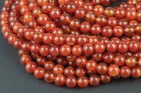 Natural Dark Carnelian Beads High Quality Smooth Round 6mm, 8mm, 10mm, 12mm, 14mm- Full Strand 15.5 Inches Long AAA Quality Smooth