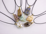 Crystal Necklaces Handmade in USA Wire Wrapped Raw Natural Crystal Citrine Lapis Aventurine Smokey Quartz Howlite Red Garnet Tiger's Eye