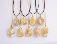 Citrine Crystal Necklaces Handmade in USA Wire Wrapped Raw Natural Gemstone Crystal Necklace Handmade Jewelry